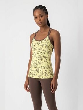Champion Yellow & Brown Floral Activewear Tank Sz Small